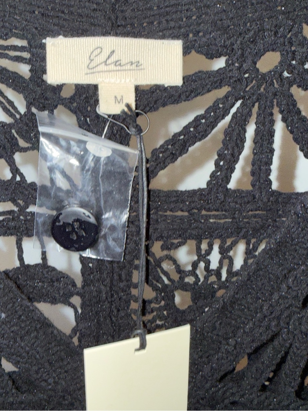 Elan Women's Blake Crochet Cardigan Black size M NWT - Picture 4 of 7